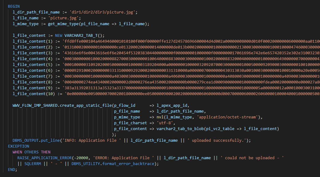 Upload Files SQL script